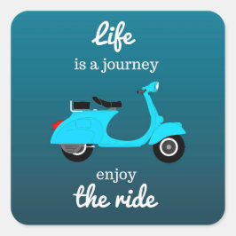 Pegatina Cuadrada Cotización Inspiradora de vida Ombre azul