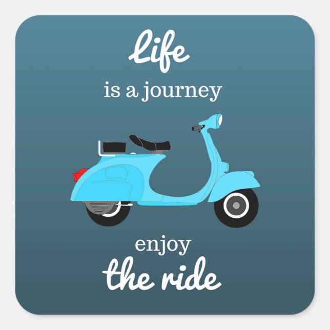 Pegatina Cuadrada Cotización Inspiradora de vida Ombre azul (Anverso)