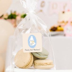 Pegatina Cuadrada Cottage Core Woodland Bunny Baby Shower