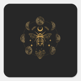 Pegatina Cuadrada Cottagecore Abeja Mística Mágica Goblincore Luna P