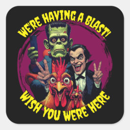 Pegatina Cuadrada  "Couch Cryptid Selfie" Cheesy Chicken