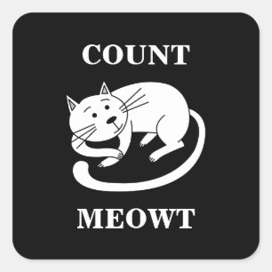 Pegatina Cuadrada Count Meowt Kitty Funny Cat Pun