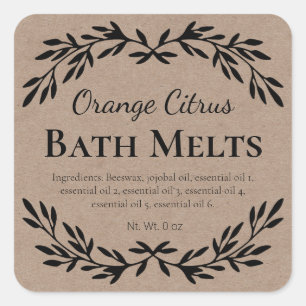 Pegatina Cuadrada Country Citrus DIY Bath Melt Kraft Labores