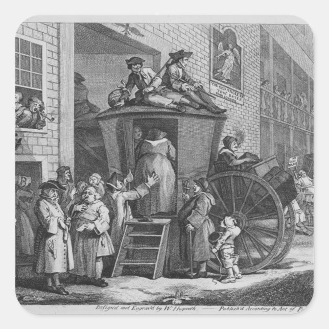 Pegatina Cuadrada Country Inn Yard, 1747 (Anverso)