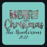 Pegatina Cuadrada Country Merry Christmas<br><div class="desc">¡Muy de moda! Country Merry Christmas pegatinas es perfecto para todos sus paquetes</div>