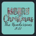 Pegatina Cuadrada Country Merry Christmas<br><div class="desc">¡Muy de moda! Country Merry Christmas pegatinas es perfecto para todos sus paquetes</div>