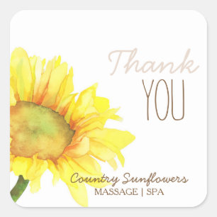 Pegatina Cuadrada Country Sunflowers Business Gracias