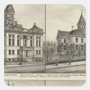 Pegatina Cuadrada Court House, Kansas