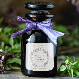 Pegatina Cuadrada Covid19 Lilac Floral Boda Sanitizer Gel