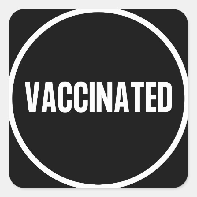 Pegatina Cuadrada covid, recibe su botón de vacuna (Anverso)