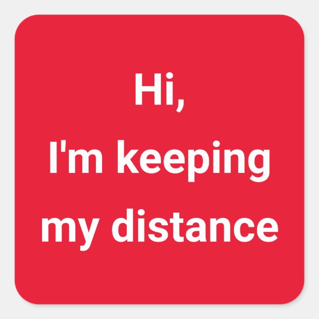 Pegatina Cuadrada Covid Social Distancing Color Coded Red (Anverso)