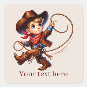 Pegatina Cuadrada Cowboy de Guay boys agrega texto