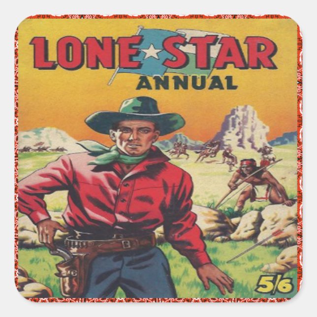 Pegatina Cuadrada Cowboy occidental (Anverso)