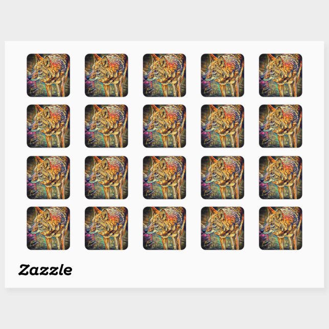 Pegatina Cuadrada Coyote [Square Seal] (Hoja)