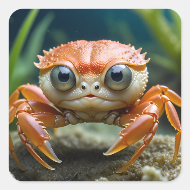 Pegatina Cuadrada Crabby Kid (Anverso)