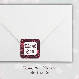 Pegatina Cuadrada Crana de papel rosa Origami cerezo en flor