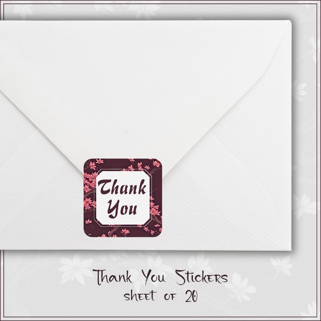 Pegatina Cuadrada Crana de papel rosa Origami cerezo en flor (Subido por el creador)