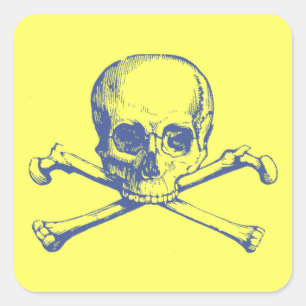Pegatina Cuadrada Cráneo de cosecha y cruces de personalizable