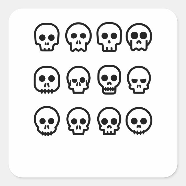 Pegatina Cuadrada Cráneo de muerte simple Personalizado de Halloween (Anverso)