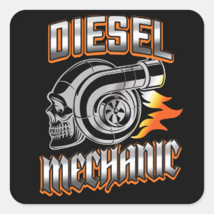 Pegatina Cuadrada Cráneo de turbocompresor diesel mecánico