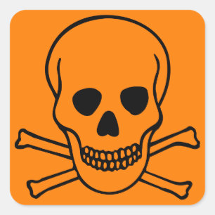 Pegatina Cuadrada Cráneo y peligro de la bandera pirata
