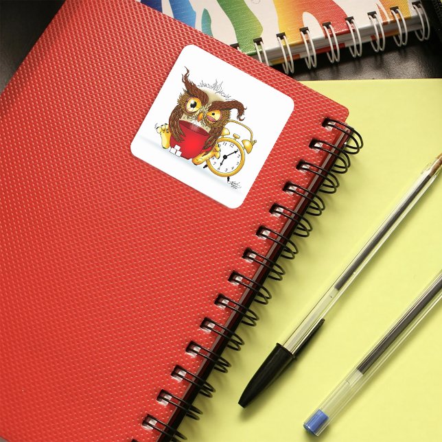 Pegatina Cuadrada Cranky Owl (Subido por el creador)