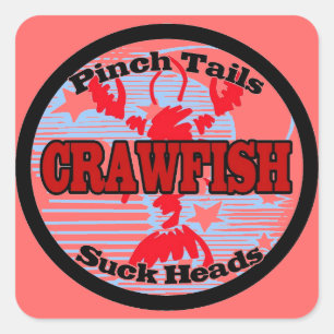 Pegatina Cuadrada ¡Craw Dat! Fleur de Lis, Crawfish , Craw Dat