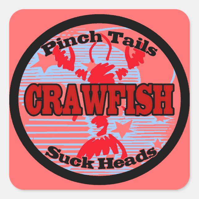Pegatina Cuadrada ¡Craw Dat! Fleur de Lis, Crawfish , Craw Dat (Anverso)