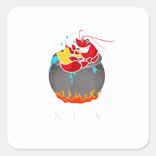 Pegatina Cuadrada Crawfish Boil Tis The Season Crawdaddy Crayfish Fu (Anverso)