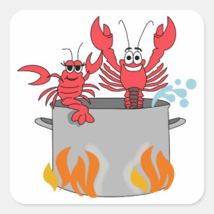 Pegatina Cuadrada Crawfish Hervir