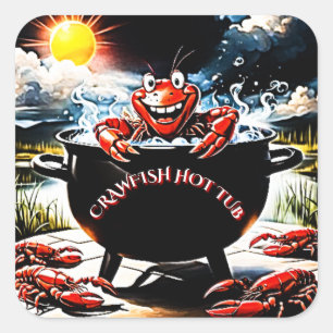 Pegatina Cuadrada Crawfish Hot Tub