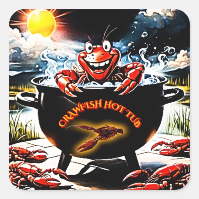 Pegatina Cuadrada Crawfish Hot Tub (Anverso)