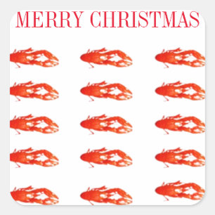 Pegatina Cuadrada Crawfish Merry Christmas