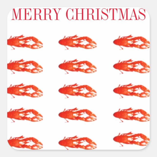 Pegatina Cuadrada Crawfish Merry Christmas (Anverso)