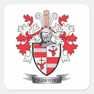 Pegatina Cuadrada Crawford Family Crest Coat of Arms