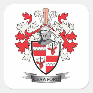 Pegatina Cuadrada Crawford Family Crest Coat of Arms