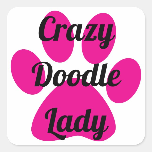 Pegatina Cuadrada Crazy Doodle Lady (Anverso)