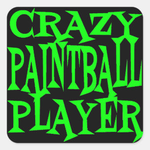 Pegatina Cuadrada Crazy Paintball Player