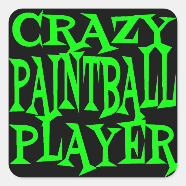 Pegatina Cuadrada Crazy Paintball Player (Anverso)