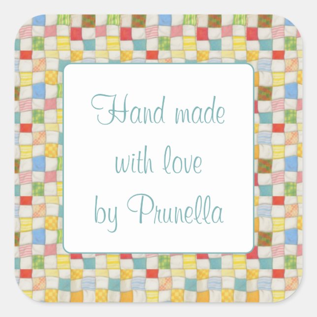 Pegatina Cuadrada CRAZY QUILE 3" Pegatinas cuadrados "hechos a mano" (Anverso)