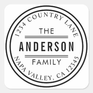 Pegatina Cuadrada Crea tu propia dirección de devolución circular