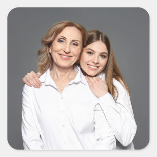 Pegatina Cuadrada Crea tu propia foto personalizada Mamá y Yo
