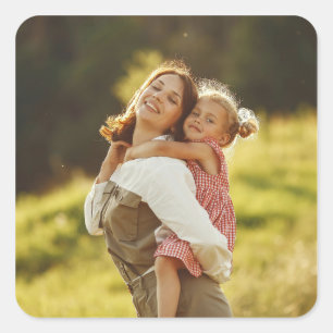 Pegatina Cuadrada Crea tu propia foto personalizada Mamá y Yo
