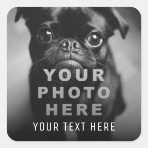 Pegatina Cuadrada Crea tu propia foto simple y texto personalizado