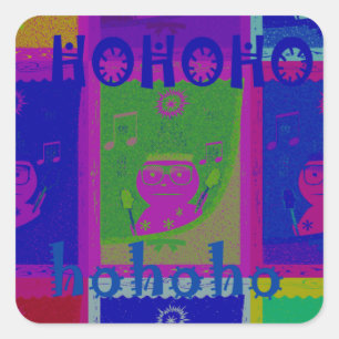 Pegatina Cuadrada Crea tu propio arte pop especial de Santa HoHoho