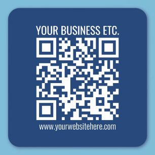 Pegatina Cuadrada Crea tu propio código QR Azul