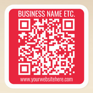 Pegatina Cuadrada Crea tu propio código QR con borde Rojo y blanco