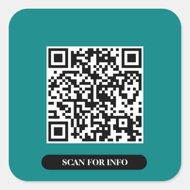Pegatina Cuadrada Crea tu propio código QR Verde azulado de moda de  (Anverso)