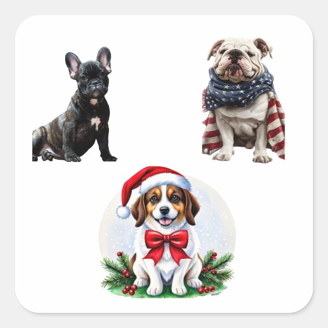 Pegatina Cuadrada Crea tu propio collage de 3 fotos personalizado (Anverso)