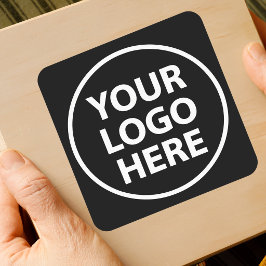 Pegatina Cuadrada Crea tu propio logotipo promocional de negocio neg